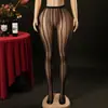 Meia-calça Fishnet Sem Costura Malha de Trama Cruzada Yue Die Renda Jacquard Sexy Listrada Verticalmente Meias Fishnet Atacado Europeu e Americano Wk77
