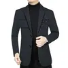 Traje Casual Grueso de Felpa para Hombre de Otoño e Invierno Abrigo de Lana Cálido de Negocios para Hombre de Mediana Edad Ropa para Papá Traje de Cuadros