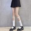 Calcetines de mujer de estilo japonés versátiles de caña media, anillo para la pierna distintivo de encaje retro de corte, calcetines con puño dulces Lolita para estudiantes