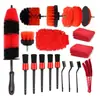 Popular Conjunto Vermelho de 8 Peças de Escova para Limpeza Interna de Pneus de Carro Escova para Furadeira para Limpeza Eficiente no Carro e em Casa