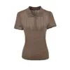 Camiseta Polo de Tricô Casual da Moda com Renda Vazada de Linho, Manga Curta, Verão Novo, Slim Fit, Top Versátil para Mulheres