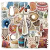 50 Piezas de Pegatinas Estilo Boho Ins Retro, Tejido Realista Creativo, Graffiti Fresco, Pegatinas para Papelería de Auriculares