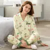 Lujo Ligero Floral Holgado Talla Grande Casual Ropa de Casa para Mujer Primavera y Otoño Delgado Traje de Pijama para Madre Manga Larga Venta al por Mayor