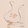 Colar de Franja com Pérolas e Incrustação de Diamante para Comércio Exterior Conjunto de Joias de Noiva Brincos e Pingente Conjunto de Duas Peças Pérolas de Imitação Personalizadas