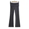 Pantalones Deportivos de Doble Cintura Nuevos Primavera 2024 Pantalones Casuales Estilo Chica Caliente para Mujer Pantalones Elásticos Ajustados Delgado con Ligero Acampanado