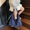 Bolso Estilo Universitario para Mujer Versátil Casual Hueco Tote Suede Mate Bolso de Hombro Bolso de Axila para Viajes de Mujer