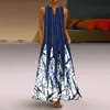 Aliexpress Vestido Nuevo para Mujer con Estampado Retro, Cuello en V, Sin Mangas, Bolsillo, Vestido de Verano 9682