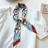 Lenço Longo de Seda, Lenço Estreito de Seda para Amarrar Bolsas, Lenço Pequeno de Seda para Envolver Alças de Bolsa, Corrente de Fita, Fita Longa, Prendedor de Cabelo Estilo Francês