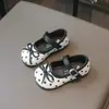 Sapatos Infantis de Couro com Bolinhas, Estilo Primavera e Outono, Sapatos de Princesa Koreanos de Salto Baixo para Meninas, Mocassins da Moda para Crianças