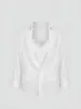 Camisa de lino con encaje, color rosa melocotón, estilo dos piezas, manga media, para mujer, blusa blanca de algodón y lino para verano, top único y elegante