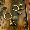 Al por mayor Vintage Imitación Cobre Pixiu Calabaza Cinco Monedas Emperador Atrae Riqueza Llavero Colgante Tortuga Calabaza Suministro de Múltiples Fuentes