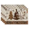 Amazon Manteles Navideños Muñeco de Nieve Árbol de Navidad Manteles Decoración de Mesa de Comedor Occidental Manteles Aislantes Fiesta Navideña