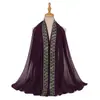 Novo Lenço de Cabeça Envolto Decorado com Lantejoulas Bordadas em Chiffon de Pérola Moda Malaia Indonésia Renda Lenço de Gaze Feminino