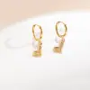 Brincos de Aço Inoxidável em Formato de Coração com Diamantes de Zircônia, Sensação Luxuosa e de Alto Padrão, Tarraxas Doces Banhadas a Ouro 18K com Microincrustação