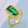Zhen Rong Novo Europeu e Americano 18K Banhado a Ouro Avó Verde Gema Anel Micro Conjunto Conjunto Grupo Conjunto Cor Gema Anel