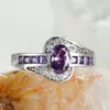Anel de Platina Roxo Oval + Diamante Branco Pequeno Cross-border wish Mais Vendido Zircônia Micro-incrustada Anel Elegante All-match Personalidade