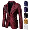 E-commerce Transfronteiriço Novo Terno Masculino Estilo Corte Estampa de Castanha Moda Slim Fit de Um Botão Roupa Externa Masculina