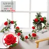 Enredadera Artificial de Rosas Cubierta para Tubería de Aire Acondicionado Enredadera Decorativa Plástico Enredadera Falsa Cuerda para Colgar Envoltura de Techo Enredadera de Flores Falsas
