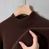 Suéter de punto para hombre de cuello medio para comercio exterior transfronterizo, nuevo estilo otoño e invierno 2026, engrosado, cálido, de color liso, suéter base de punto