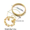 Pulsera Metálica Hilo Hueso de Serpiente Diseño de Moda Transfronterizo Europeo y Americano Estilo Clip de Papel Pulsera Ajustable Juego de Tres Piezas para Mujer