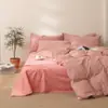 Conjunto de Três Peças de Roupa de Cama de Algodão Puro Tingido em Fio Lavado para Dormitório Estudantil, Conjunto de Quatro Peças de Algodão Puro para Unidade Escolar
