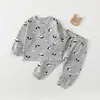 Conjunto de ropa de otoño para niños, conjunto suave de dos piezas de algodón para bebé, ropa interior para bebé de niños y niñas, conjunto de dos piezas térmico para dormir
