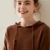 Sudadera con capucha de cachemir Baicai Rong Color liso Otoño Invierno Holgada Adelgazante Jersey con capucha Suéter Tejido Capa base Ropa de abrigo