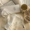 """Garota Creme" [Calça Máscara para Bum Bum] Cor Sólida para Primavera e Verão Roupa Íntima de Seda Gelada para Meninas Cintura Média Secagem Rápida Borda de Renda"""