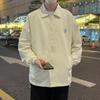 Camisa de trabajo elegante estilo universitario de chico de ciudad simple de estilo japonés, camisa de manga larga tejida Oxford pesada de otoño e invierno, moda para hombres