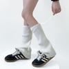 Calcetines Grises de Otoño e Invierno para Mujer, Diseño de Encaje Novedoso con Cordones, Color Sólido, Ligeramente Acampanados, Calentadores de Pierna Apilados, Calcetines Blancos Leche para Pantorrilla para Primavera y Otoño
