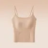 Camisola simples de gola redonda, regata térmica feminina com bojos embutidos, não precisa de sutiã, respirável, confortável e que valoriza a silhueta, roupa íntima térmica