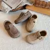 Zapatos Birkenstock para niños, nueva colección primavera/otoño 2026, mocasines retro estilo coreano para niñas, de piel suave y suela blanda