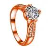 Desejo Venda Quente Anel Clássico de Diamante de 1 Quilate Microfixado Zircônia AAA Quatro Garras Anel de Casamento Anel de Diamante de Linha Dupla