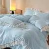 Conjunto de Quatro Peças em Renda Estilo Coreano Vazada Leite Fleece de Alta Gramatura Dupla Face Outono/Inverno Pode Emitir Nota Fiscal