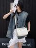 Moda Bolsa Feminina de Couro Genuíno Bolsa Transversal Couro Bovino Camada Superior Rachado Bolsa de Ombro Retro Transfronteiriça Nova Bolsa Feminina de Axila