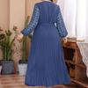Em Estoque Amazon Transfronteiriço Plus Size Cor Sólida Novo Estilo Europeu e Americano Vestido com Cintura Elástica Vestido Feminino Patchwork