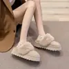 Botas de Neve Plataforma com Solado Grosso Femininas 2026 Outono Novo Casuais Bico Fechado Quentes Modernas Salto Médio Dupla Utilização Peludas Sapatos de Algodão Femininos