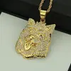 Collar de Viento Hip-Hop Caliente Europeo y Americano Chapado Color Oro de 14K Cabeza de Diamante Colgante para Hombre Fabricantes al por mayor