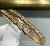 Pulsera de Serpiente Versión Alta Oro V Chapado 18K Amarillo Oro Rosa Resorte Abierto Completa Diamante Sin Diamante Brazalete Hueso de Serpiente Nicho Ligero