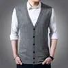 Comércio Exterior Transfronteiriço Outono e Inverno Masculino Colete Quente de Tricô sem Mangas, Camiseta de Base Masculina de Meia-Idade com Corte Solto