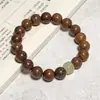 Pulseira de Madeira com Contas de Sândalo Vermelho Estilo Antigo, Pulseira de Madeira com Contas de Jacarandá Tricolor, Padrão de Luz Vermelho-Verde, Pulseira de Contas Cilíndricas Unissex