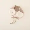 Orejeras elegantes y cálidas de bloques de color para niños y niñas, adecuadas para ciclismo y esquí al aire libre, de felpa y con cordones para el invierno