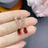 Aretes de Granate Rojo Natural con Incrustaciones de Plata de Ley S925, Piedra Principal 5*7mm Completamente Limpia y Súper Brillante, Soporta Re-análisis