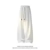 Pantalones de Hielo de Seda de Verano 2026 con Costilla Vertical de Pierna Ancha para Hombres y Mujeres Cintura Alta con Cordón Caída Suelta de Pierna Ancha Largos hasta el Suelo Casual Frescos Delgados