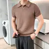 Nova Camisa Polo de Manga Curta de Verão Masculina Gola Lapela Tricô Camiseta Textura Casual de Alta Qualidade Respirável Polo Top