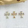 Pendientes de Cruz Vintage Astmf-13 de Aleación de Titanio Color Dorado Incrustados de Diamantes G23 Titanio Rosca Interna Zirconio Piercing de Labio