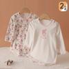Ropa de bebé niña de manga larga de principios de primavera y otoño, ropa de bebé triangular, ropa de bebé de algodón puro clase A, ropa de escalada con protección abdominal para recién nacidos, pijamas