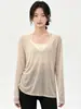 Conjunto de Traje de Yoga para Mujer Nuevo Holgado Secado Rápido Deporte para Correr Manga Larga Cubierta Ropa de Entrenamiento de Pilates Fitness Top