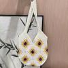Nuevo Bolso de Paja de Girasol, Bolso de Mano Versátil Casual y Lindo, Bolso Tote de Hombro Tejido a Mano con Hilo de Algodón, Bolso de Playa