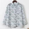 Camisa Impresa Vintage de Gama Alta para Mujer, Algodón y Lino, Top Casual Holgado Artístico de Manga Larga, Nuevo Estilo Primavera 2025